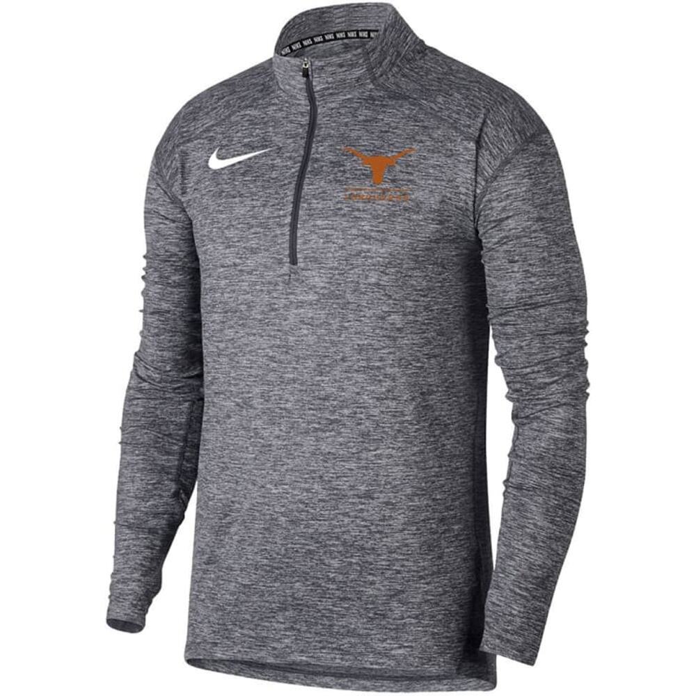 Nike Texas Longhorns Charcoal Heather Long Sleeve Q-Zip Pullover Shirt Size L